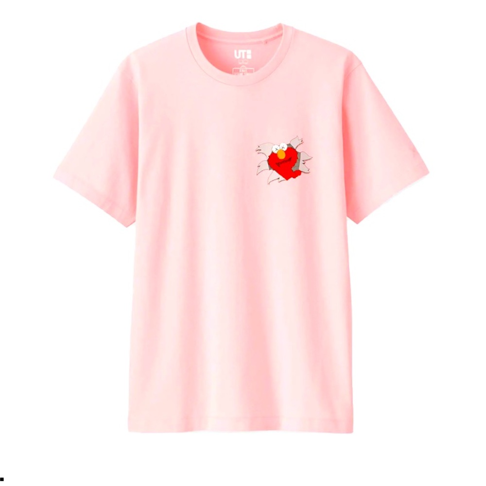 NWT KAWS x Uniqlo x Sesame Street Elmo Tee - Pink, Size M LIMITED EDITION